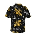thumbnail image 3 of Goofa Hohey Bee Golden Embroidery Hawaiian Shirt for Men, Unisex Summer Beach Casual Short Sleeve Button Down Shirts,Aloha Tropical Floral print shirt-X-Large, 3 of 9