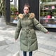 thumbnail image 4 of Chaqueta de invierno para mujer, impermeable, abrigada, con cuello con capucha de piel, parkas de longitud media, 4 of 5