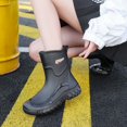 thumbnail image 3 of EKVAHL Women's Orthopedic Mid Calf Rain Boots, Slip On Waterproof Rubber Booties, Non Slip Sole Farm Yard Outdoor Rainy Day Work Shoes Black, 3 of 5
