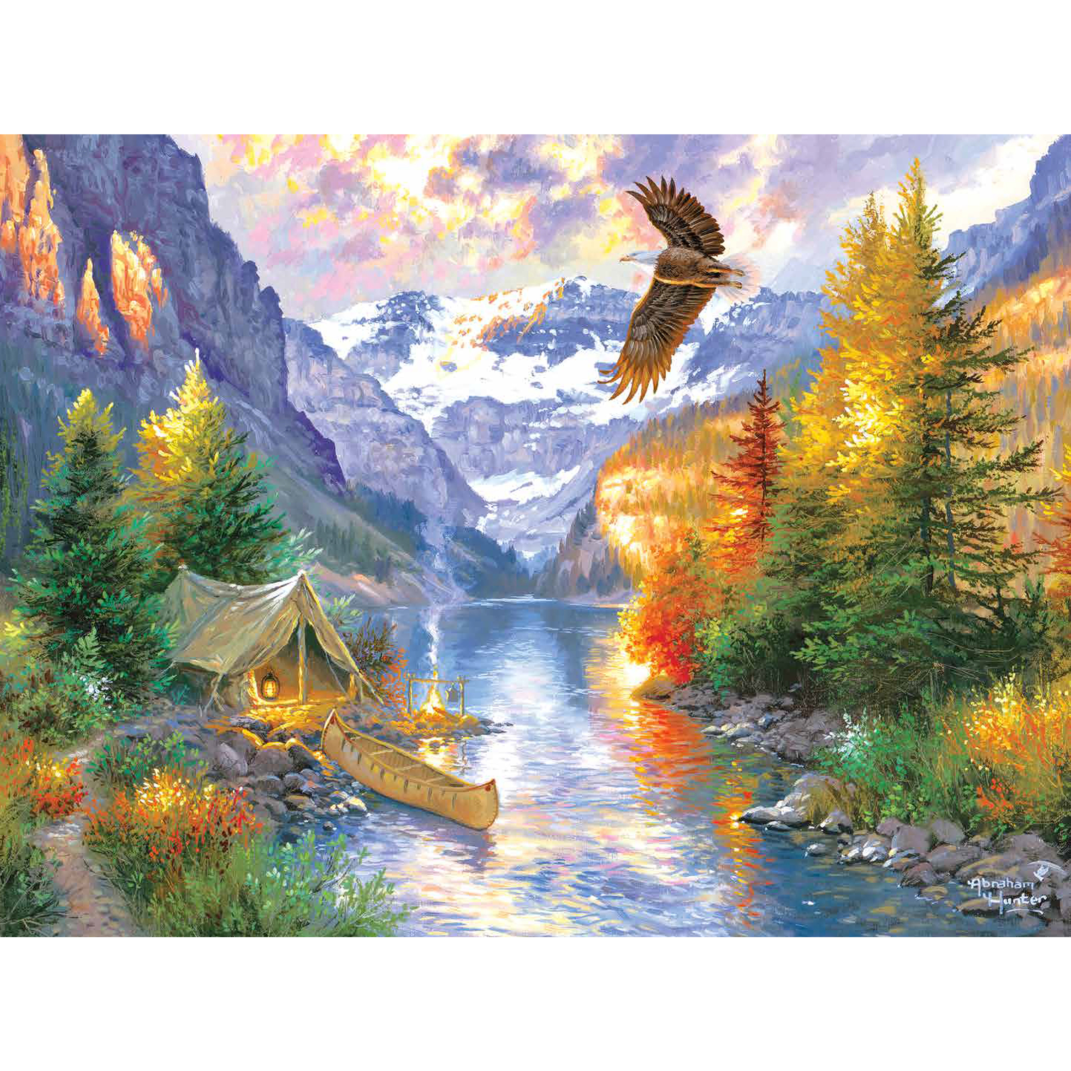 Cra-Z-Art Abraham Hunter 500-Piece Rocky Mountain Campsite Multicolor Adult Jigsaw Puzzle