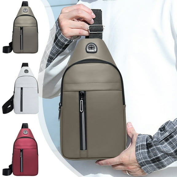 FAMTKT Sling Bag Crossbody Backpack for Men Women Small Chest Shoulder Bag Sling Purse Strap Travel Bag with Earphone Hole