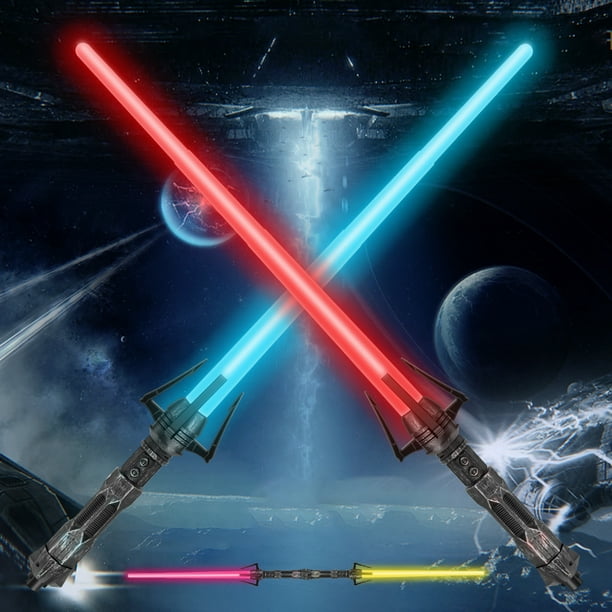 Lightsaber Light Up 2pcs 18" with 2-In-1 Retractable Glow Sword Light for Kids Gift -