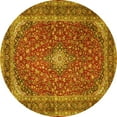 thumbnail image 1 of Ahgly Company Machine Washable Indoor Round Medallion Yellow Traditional Area Rugs, 3' Round, 1 of 4