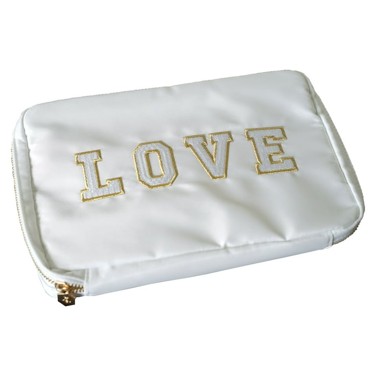 Ladies Embroidered White Makeup Bag