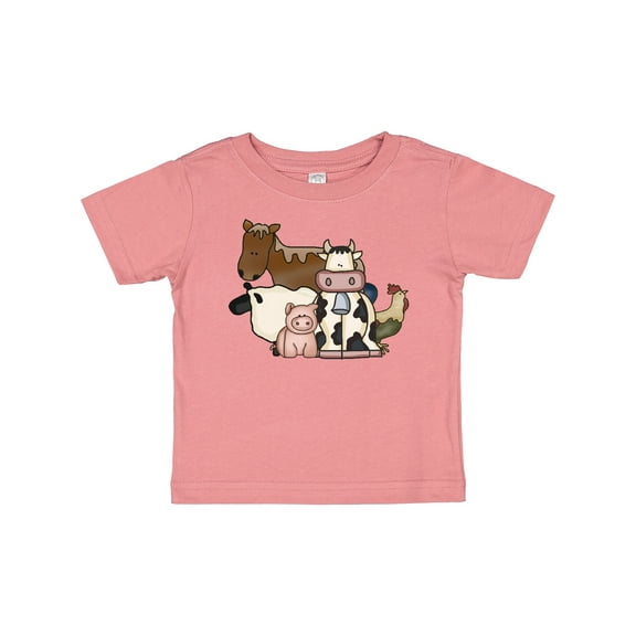 Inktastic Cute Horse, Sheep, Cow, Pig, and Rooster Farm Animals Boys or Girls Baby T-Shirt