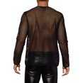 thumbnail image 3 of Lars Amadeus Mesh T-Shirt for Men's Long Sleeves See Through Sheer Top, 3 of 4