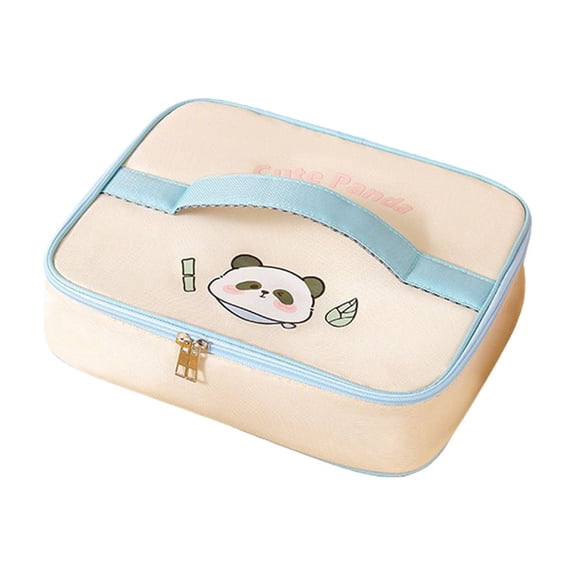 Btomtd Cute Flat Insulated Lunch Bag, Oxford Cloth Cooler Tote with Handle for Office, Picnic, Travel, Reusable Lunch Box for Men and Women, Blue