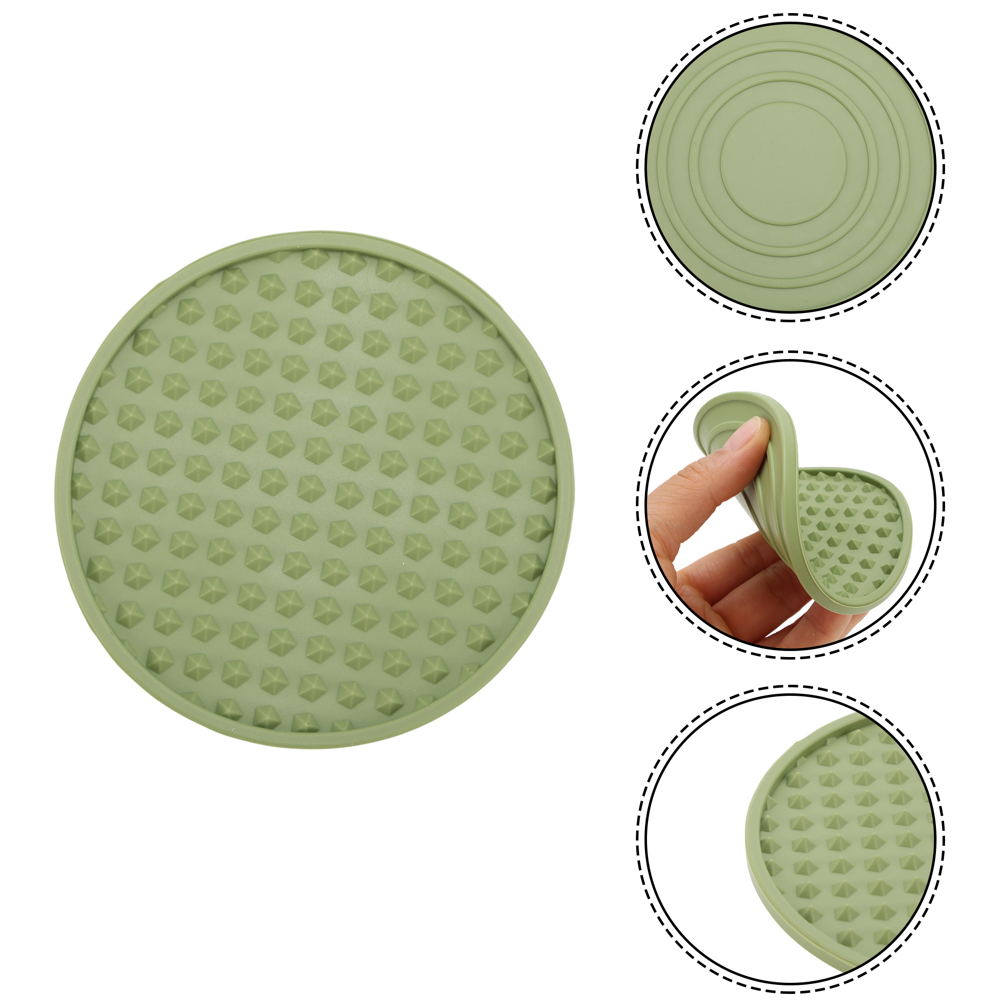 Unique Bargains Water-repellent Pyramid Design Drink Coaster Set Green