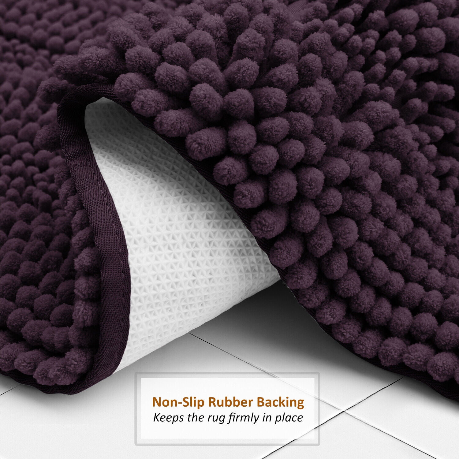 SAYFUT Chenille 3 PC Bath Mat Set Extra Soft Absorbent Medium Contour Toilet Lid Cover