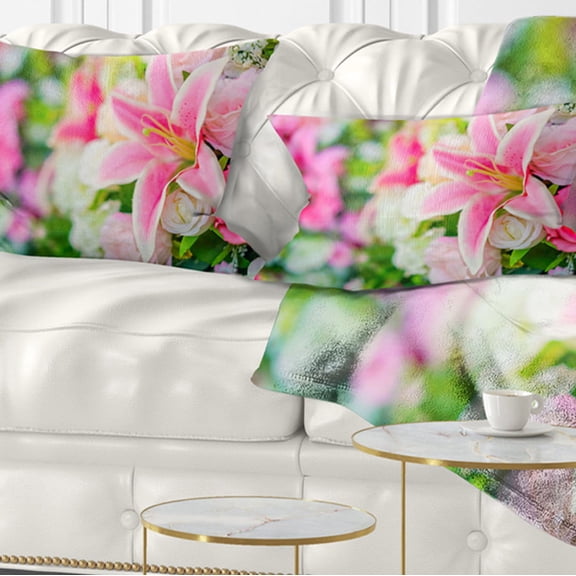 Designart Beautiful Lily Flowers in Bouquet - Floral Throw Pillow - 12x20