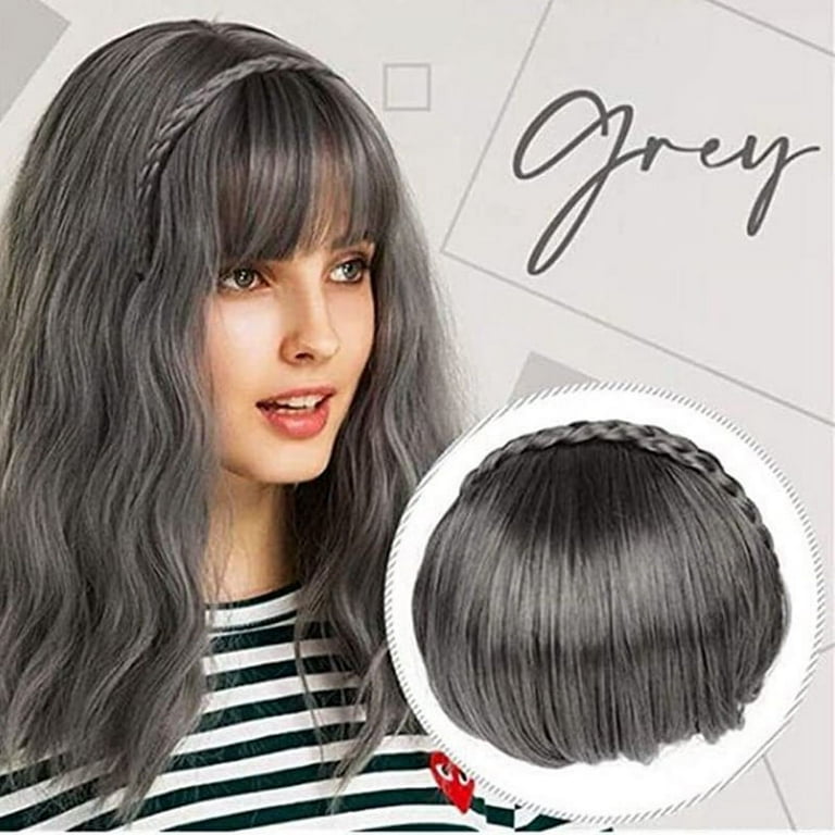 Clip in 2025 bangs gray