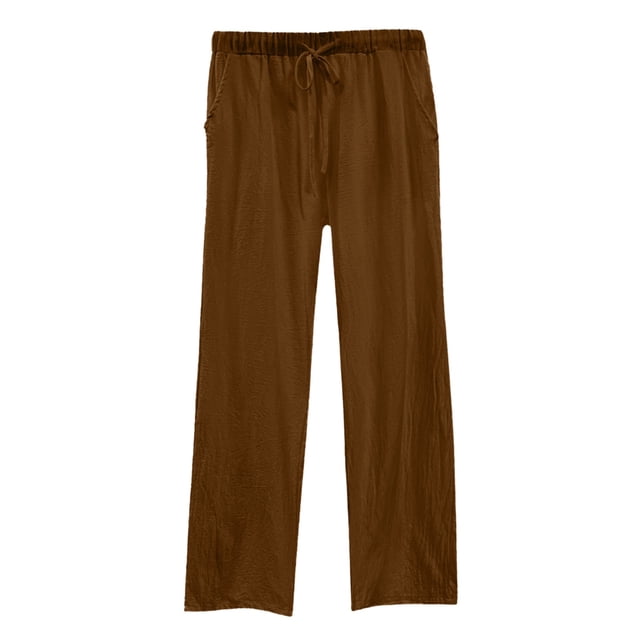 Womens Daily Elastic Waist Workout Trousers - Solid Design, Comfortable Fabric, Suitable for All Seasons