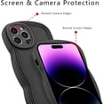 thumbnail image 4 of for iPhone 14 Pro Max Case 6.7 Inch Curly Wave Frame Phone Case Cute Design Color Aesthetic Phone Case Soft TPU Shockproof Protective Bumper Case Cover for Girls, Black, 4 of 7