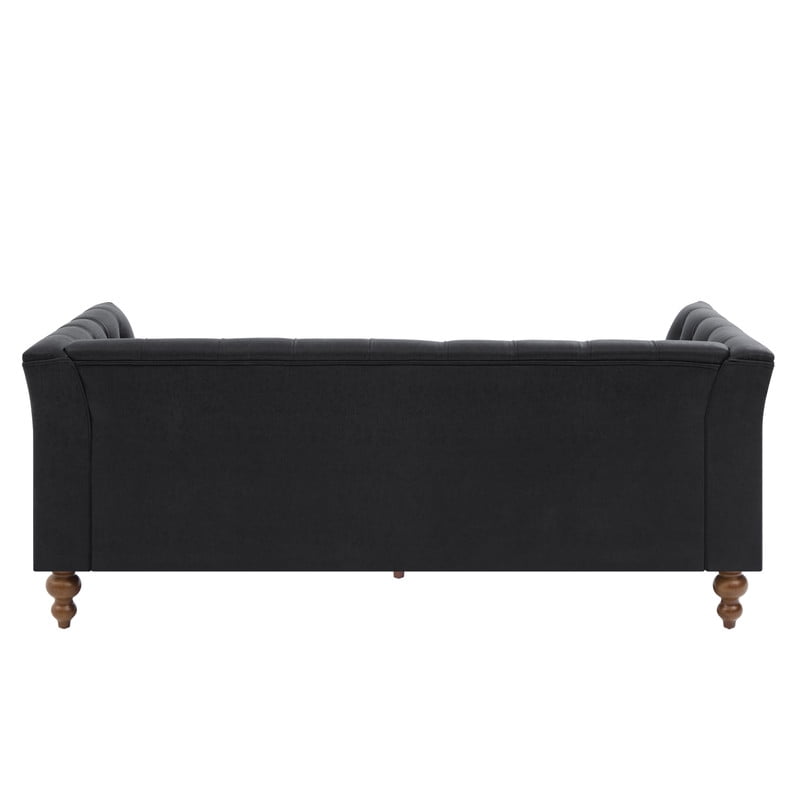 Chesterfield PU Leather 3-Seater Sofa, Upholstered Couch with Flared Arms, Tufted Back & Solid Rubber Wood Legs