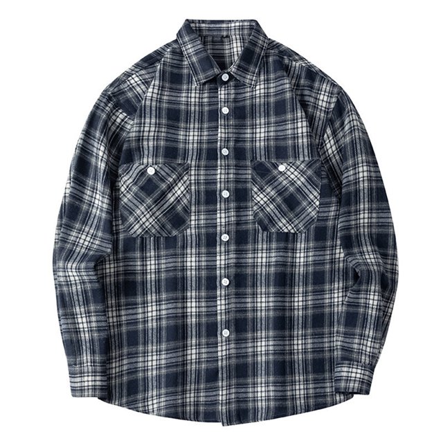 XDZJLR Mens Shirts Casual Color Block Long Sleeve With Two Pockets Plaid Casual Jacket for Spring And Autumn Tee