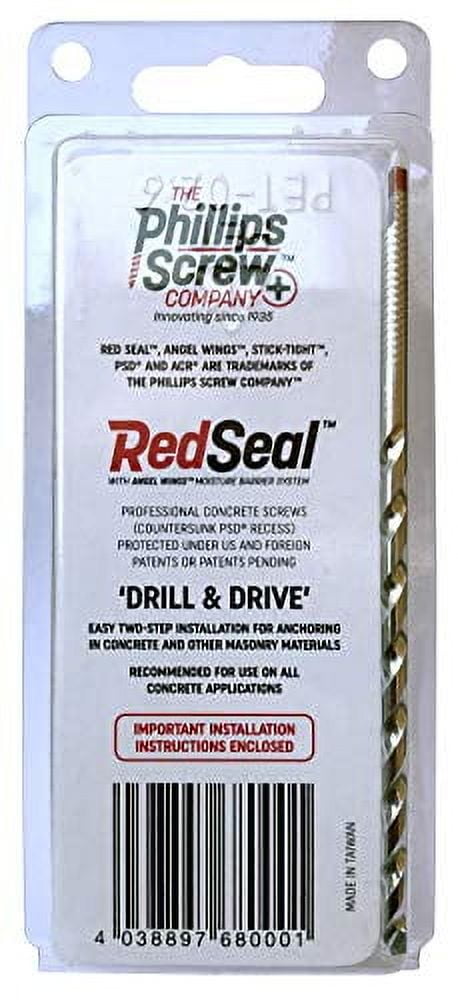 Velocity Concrete Screw Set – 12 Flat Head Screws + PSD ACR Drive Bit + Carbide Drill Bit, 1/4" X 2-1/4"