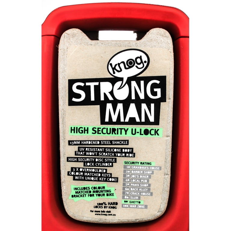 Knog Strong Man High Security Bike U-Lock 13mm Steel Shackle Red 