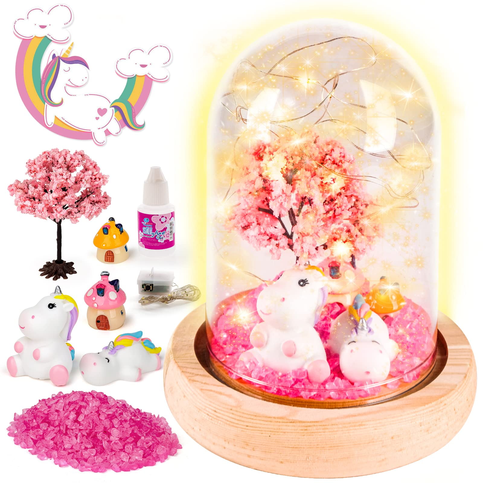 MINGKIDS Unicorns Gifts for 4-9 Year Old Girls,Build Your Own Night Light  Unicorn Craft Kit for Kids Age 4-8,5 to 10 Year Old Girl Birthday