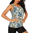 thumbnail image 2 of Gukieu Dinosaurs And Leaves Print Women's Quick-drying Fitness Vest, Round Neck Sleeveless Fitness T-shirt, Suitable for Yoga, Sports-Large, 2 of 7