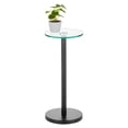 thumbnail image 5 of mDesign Metal and Glass Top Round Accent Side/End Drink Table, Clear/Matte Black, 5 of 7