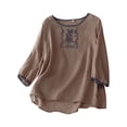 thumbnail image 1 of Women's Plus Size Cotton Linen Casual Loose Tunic Top - Breathable Boho Blouse, 1 of 4