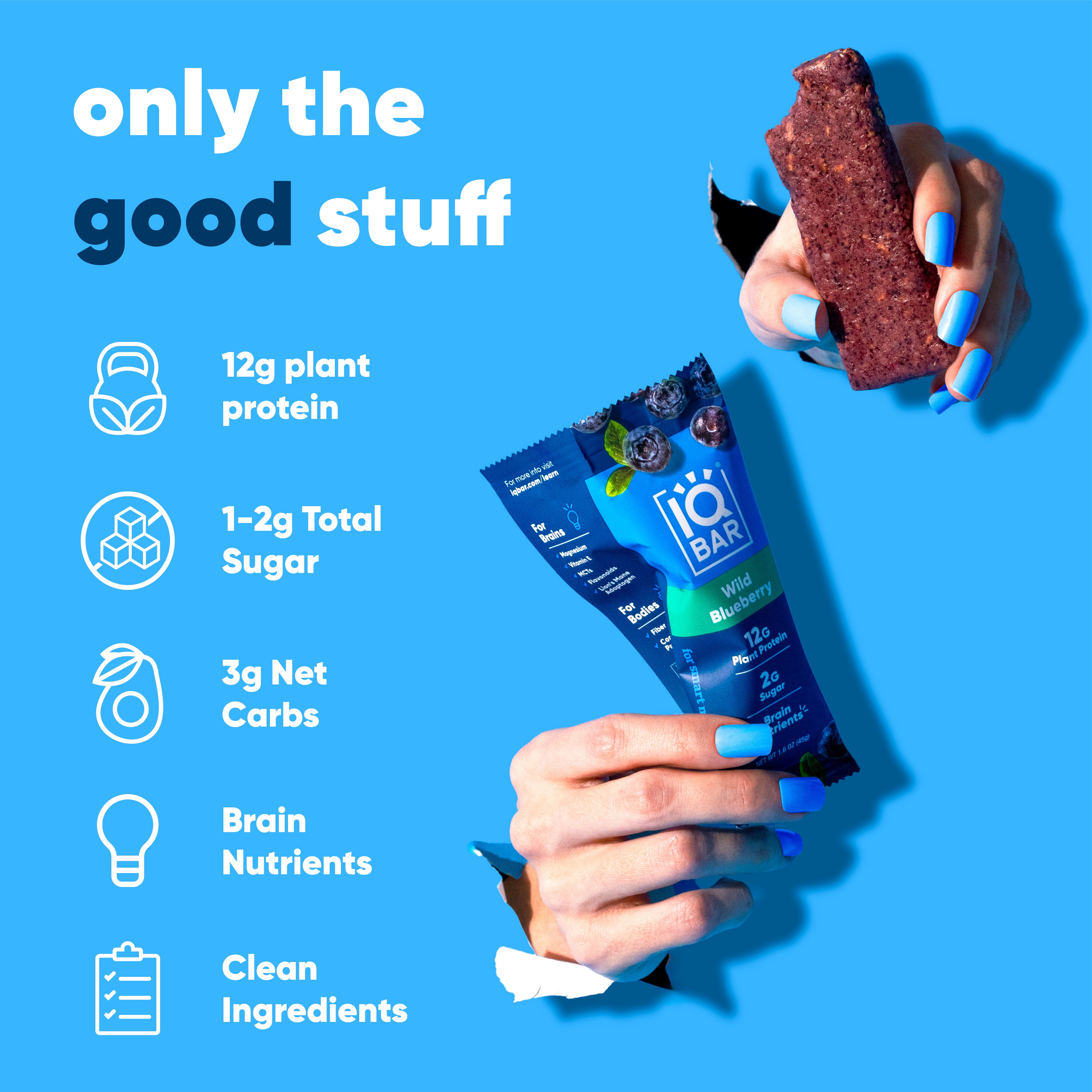 IQBAR Clean Plant Protein Bars - Matcha Chai - 12 Count - Keto, Vegan, High Fiber, Gluten and Dairy Free, Low Sugar Snack