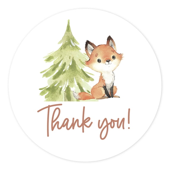 Koyal Wholesale Kids Party Favor Thank You Stickers, Round Woodland Animals Birthday Stickers For Party Favors, 80-Pk