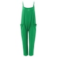 thumbnail image 4 of Baqcunre Women's Loose Sleeveless Spaghetti Strap Jumpsuits Stretchy Wide Leg Rompers with Two Pockets,Color Green,Size S-3XL, 4 of 4