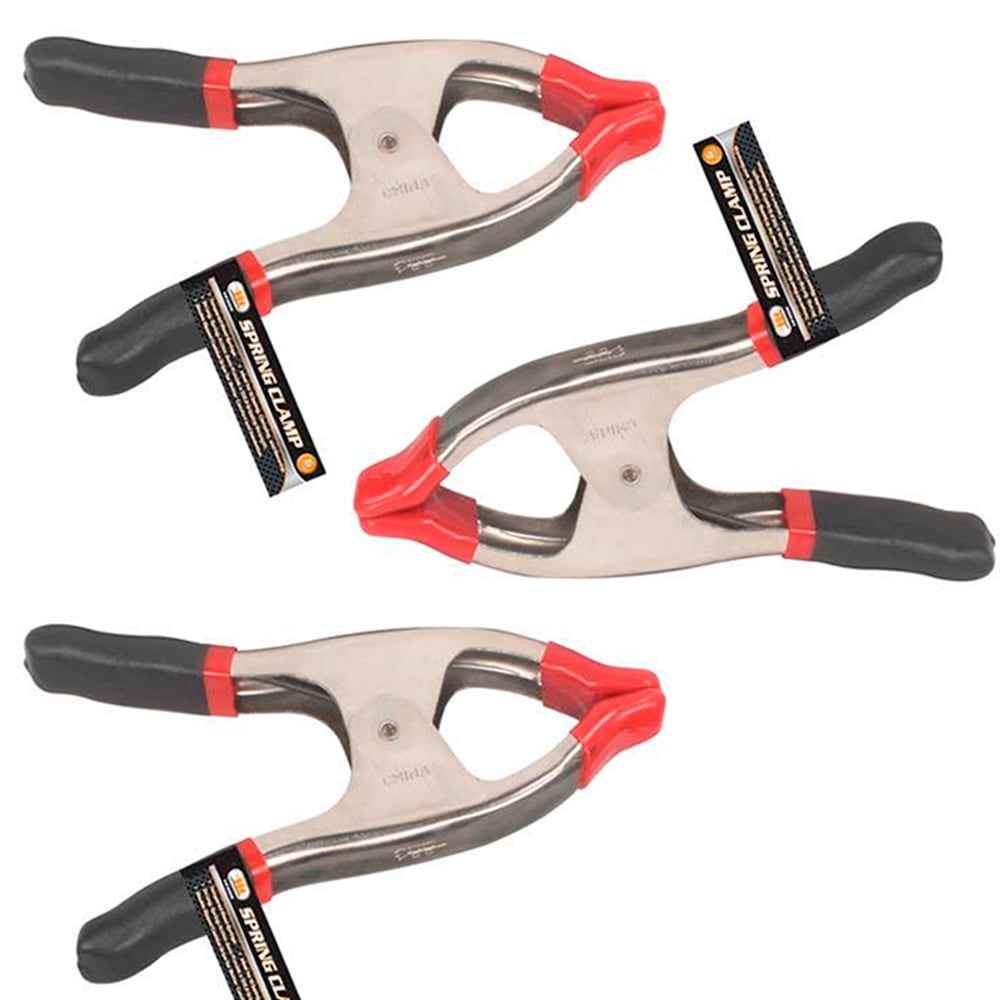 Pack of 12 Large Heavy Duty Metal Spring Clamps Coated Tips 