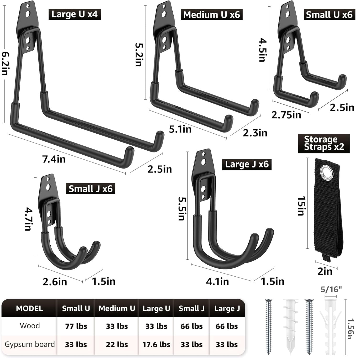 30 Pack Utility Steel Heavy Duty Wall Mount Garage Hooks,with Anti-Slip Coating,for Hanging Bikes,Ladder,Ropes,Bulk Items,Power,Yard and Garden Tools