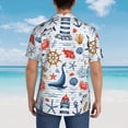 thumbnail image 6 of Goofa Watercolor Nautical Hawaiian Shirt for Men, Unisex Summer Beach Casual Short Sleeve Button Down Shirts,Aloha Tropical Floral print shirt-XX-Large, 6 of 9