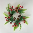 thumbnail image 3 of DAMAI Artificial Berries Pine Needles Holiday Candle Rings Decorative Christmas Wreath for Home Decorators Holiday Enthusiasts Event Planners Homeowners Dining Table, 3 of 3