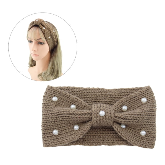 Raindrops 1Pc Khaki Crochet Headband Decor Knit Hair Band Winter Warm Accessory