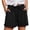 Black, variant on Vivianyo HD Women's Summer Drawstring Elastic Waist Cuffed Hem Shorts, Solid Loose Textured Casual Short Bottoms for Women, Women's Rose Gold, Sizes S-2XL