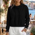 thumbnail image 5 of DORKASM Hoodies for Women Long Sleeve Slim Fit Going Out Sweatshirt Crew Neck Lightweight 2026 Causal Pullover Fall Winter Drawstring Comfy Crop Tops Black L, 5 of 8