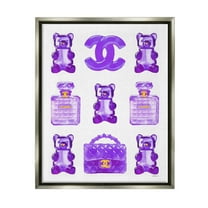 Stupell Industries Purple Glam Gummy Candy Beauty & Fashion Painting Gray Floater Framed Canvas Art Print Wall Art, 25 x 31