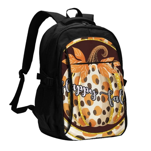 Balery Fall Farmhouse Pumpkins Mochila con carga USB para hombre y mujer - Mochila impermeable y antirrobo para portátil con puerto USB para viajes, trabajo, estudios y universidad