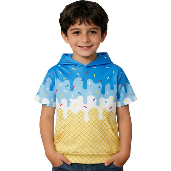 Big Boys Hoodies Pullover Short Sleeve Hoodie Athletic Pullover with Pocket Shirts ,Size 11-12T , Blue