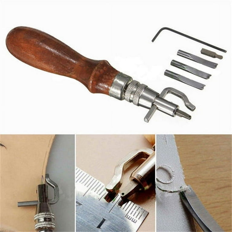 VILLCASE 4 Pcs Leather beveler Tool Leather beveling Tools Push beveler for  Leather Hand Tools Cutting Tools Leather Skiving Cutter Punch Tool