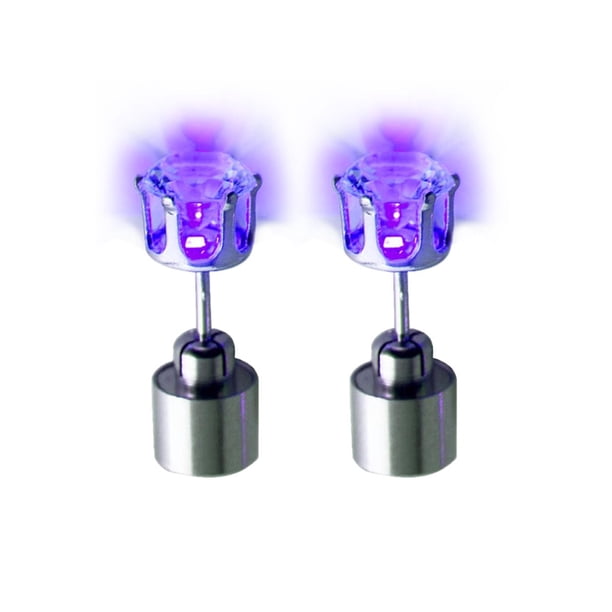 Guardurnaity 1/2 par LED Grow Light Up Acero inoxidable Dance Christmas Studs Earring Ropa, zapatos y accesorios Miscelánea violeta 2.2*0.7 cm Guardurnaity PS1123-05