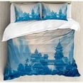 thumbnail image 3 of Ambesonne Farmhouse Chinese Temple Paint Mist with Lanterns at Night Artsy Oriental Religious Image Duvet Cover Set, 3 of 3
