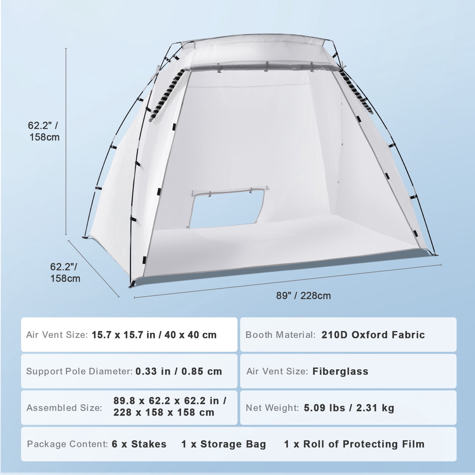SKYSHALO Portable Paint Booth Oxford White Fabric Spray Paint