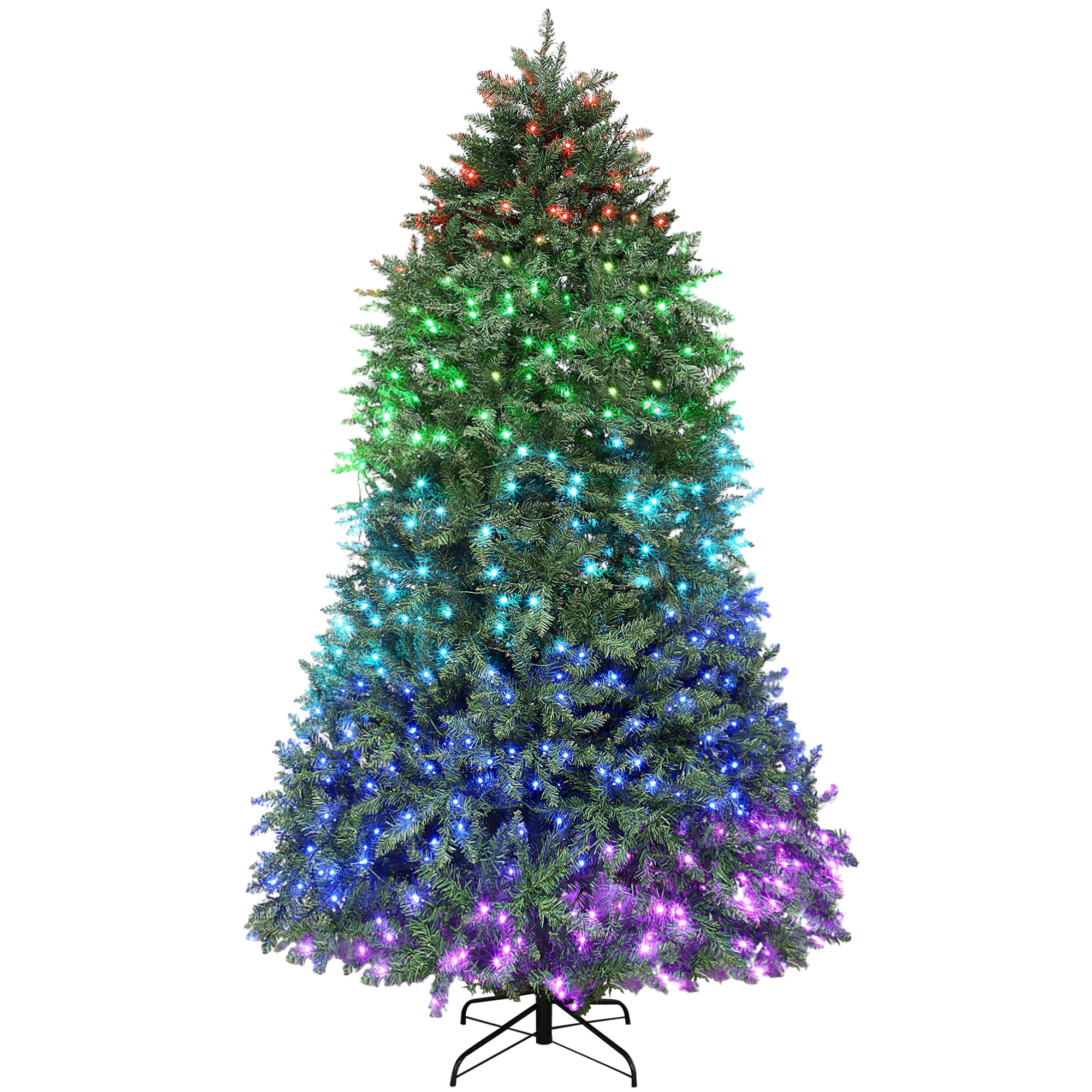 Astoutdoor 7.5 ft Prelit Christmas Tree with Full-Spectrum LED Lights, 2247 Tips, 698 LEDs, Steel Frame, Green