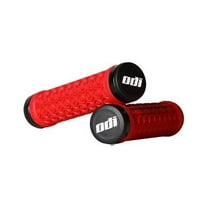 SDG Hansolo Grips, ODI Lock On, Red w/ Black Ano Lock Rings and Snap Cap End Plugs