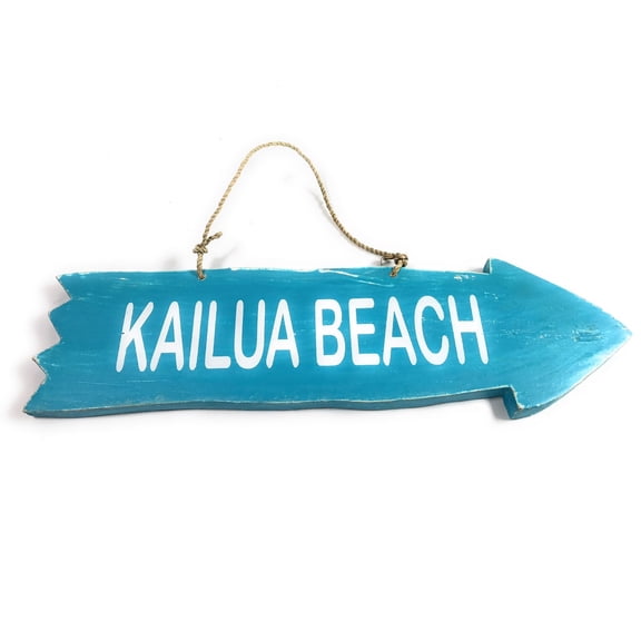 Arrow Sign "Kailua Beach" Wooden 12" X 4" - Blue | #snd25097b