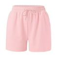 thumbnail image 5 of Athletic Shorts for Women Pockets Pure Color Drawstring Plus Size Shorts for Women,Pink,M, 5 of 5