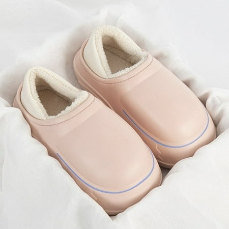 

CoCopeanut Thick Platform Winter Women Waterproof Non-Slip Home Rubber Slippers Warm Indoor Fur Cotton Men Couples Ladies Cartoon Shoes