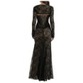 thumbnail image 5 of Jamsmile Women Dress Square Neck Tie Strap Sheer Lace Long Sleeve Maxi Dresses Crochet Shawl Elegant Evening Bodycon Dress, 5 of 9