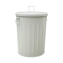20-Gallon Beige Galvanized Steel Round Trash Can with Lid