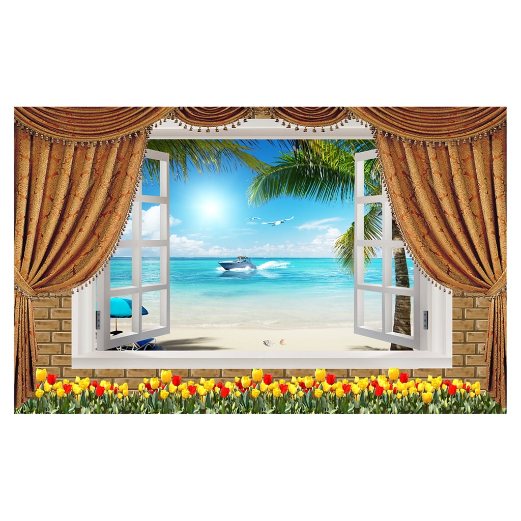 Creative 3D Wall Hanging Tapestry Beach Towel For Outdoor/Indoor Sea View F 